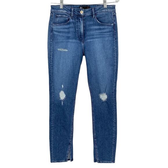 3X1 NWOT Kaya Skinny Distressed Split Jeans Medium Blue Wash Size 29 - Picture 1 of 9